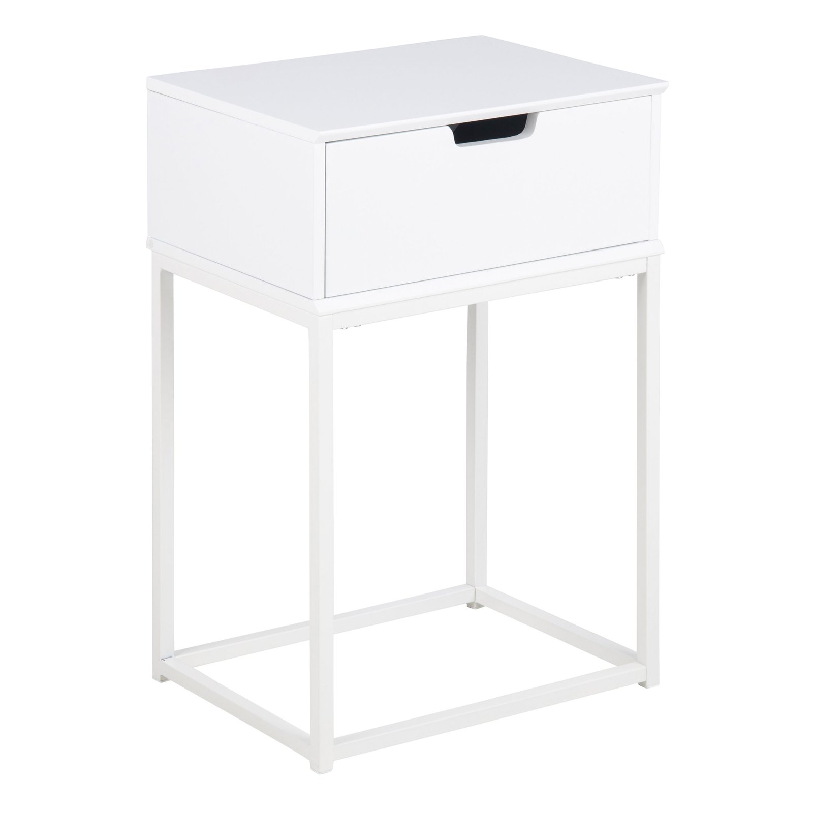 90A0000086244_1 Mitra 1 Drawer Bedside Table in White - Image 1
