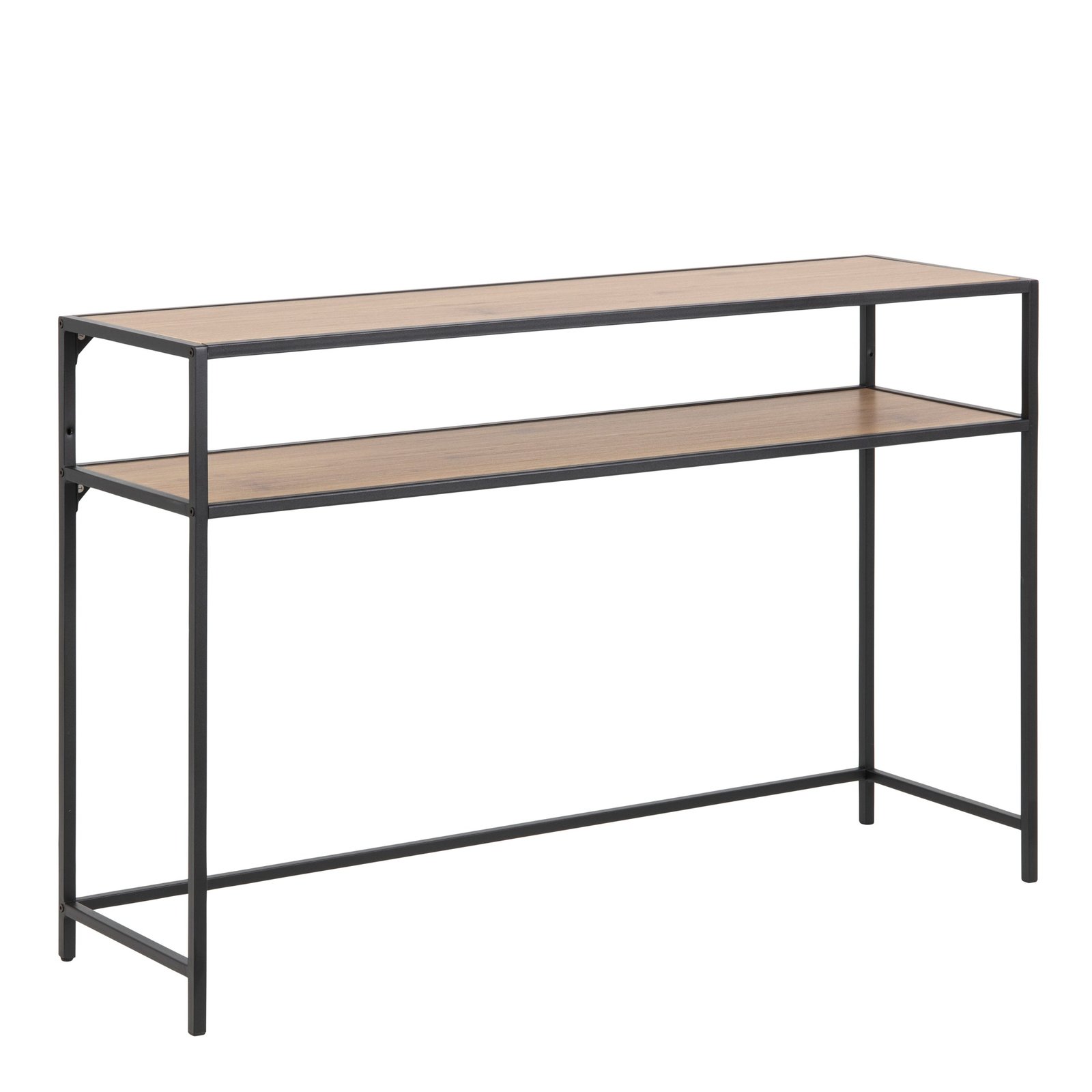 90A0000087427_1 Seaford Black Metal Console Table with Oak Top - Image 1