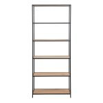Seaford Tall Black Metal Bookcase with 5 Shelves in Oak - Image 2