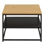Gila Square Coffee Table with Open Shelf in Oak & Black - Image 2