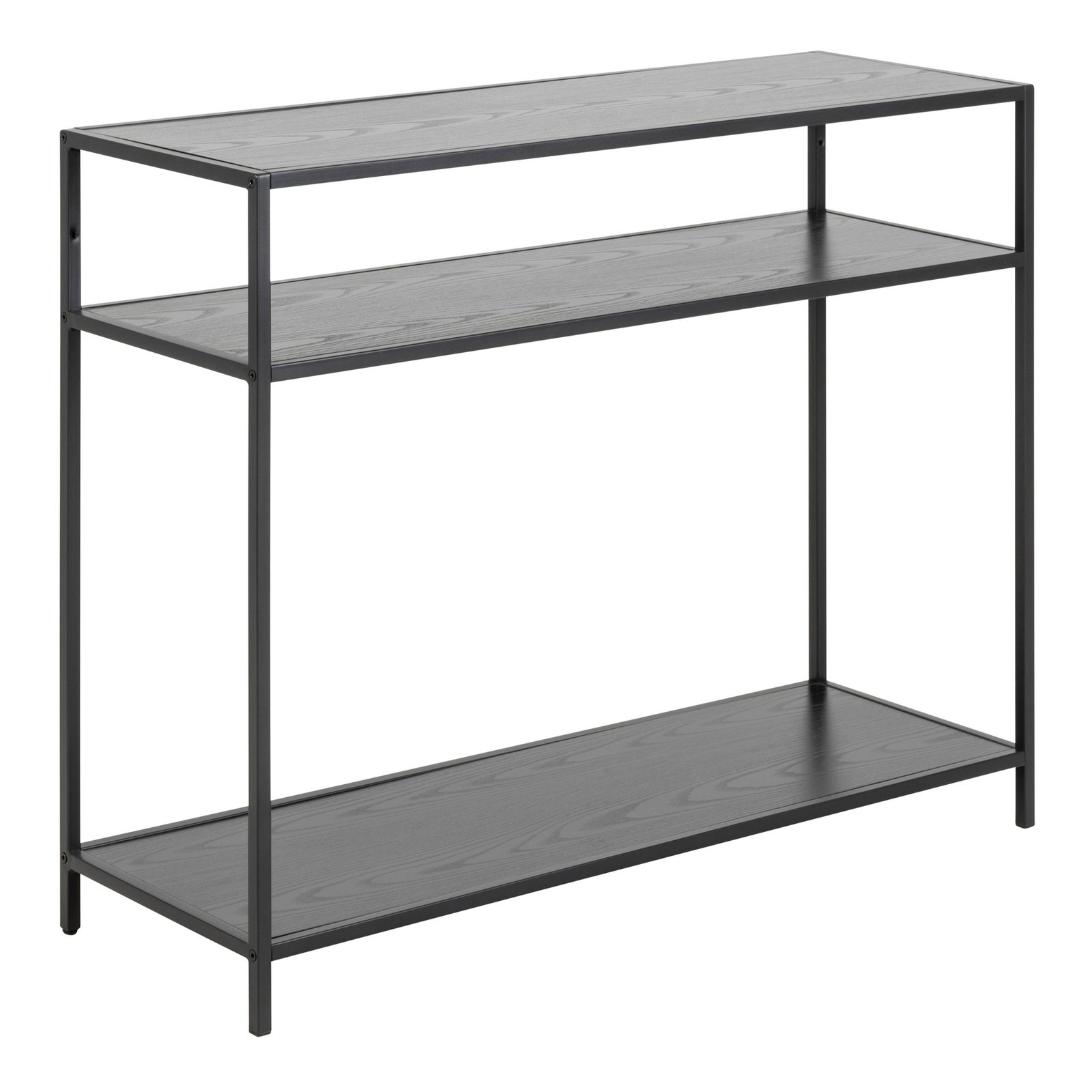 90A0000093702_1 Seaford Console Table with 2 Shelves in Black - Image 1