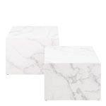 Dice Square Coffee Table Set in White Marble Carrara - Image 2