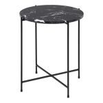 Avila Side Table with Black Polished Marble Stone 42x45cm