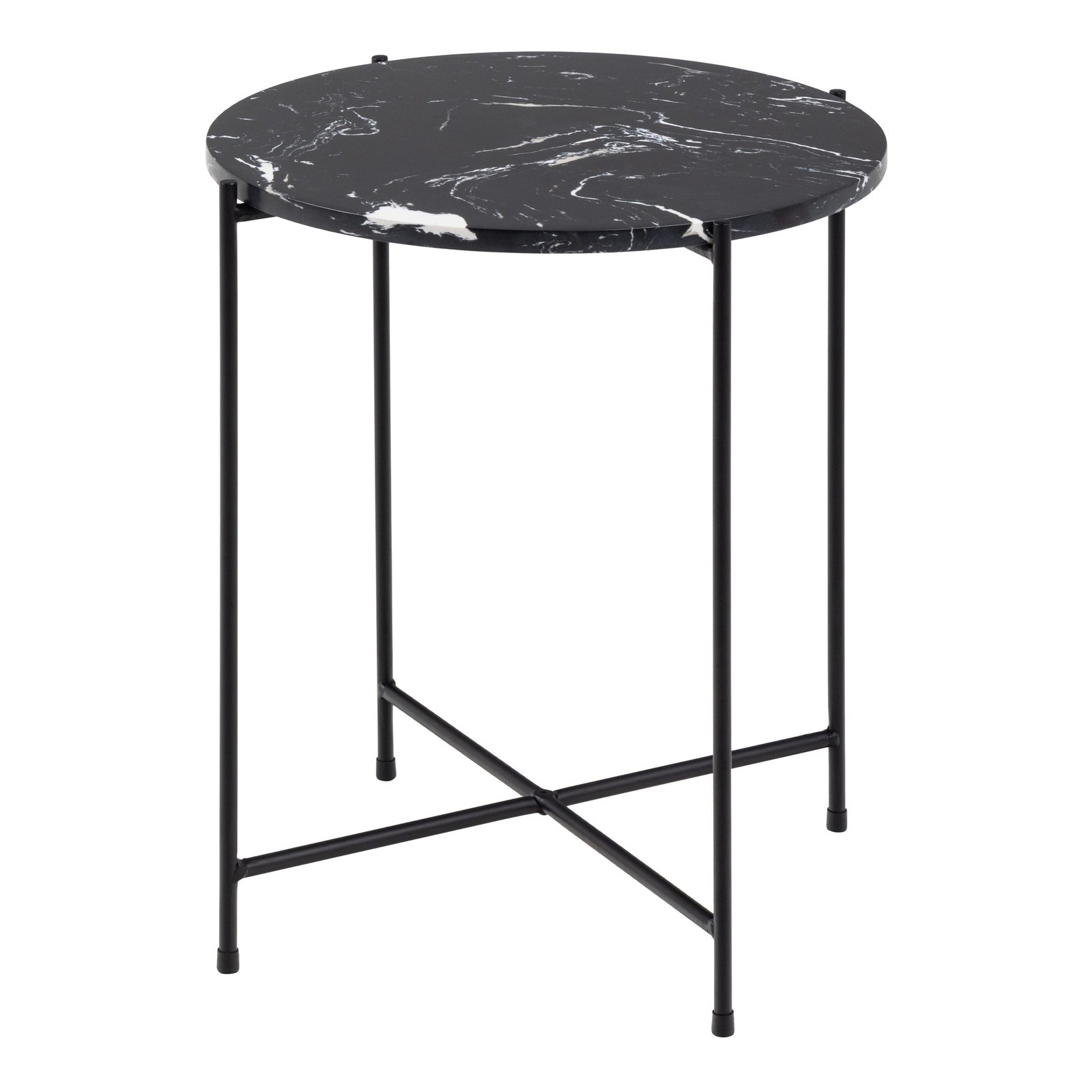 90A0000096734_1 Avila Side Table with Black Polished Marble Stone 42x45cm - Image 1