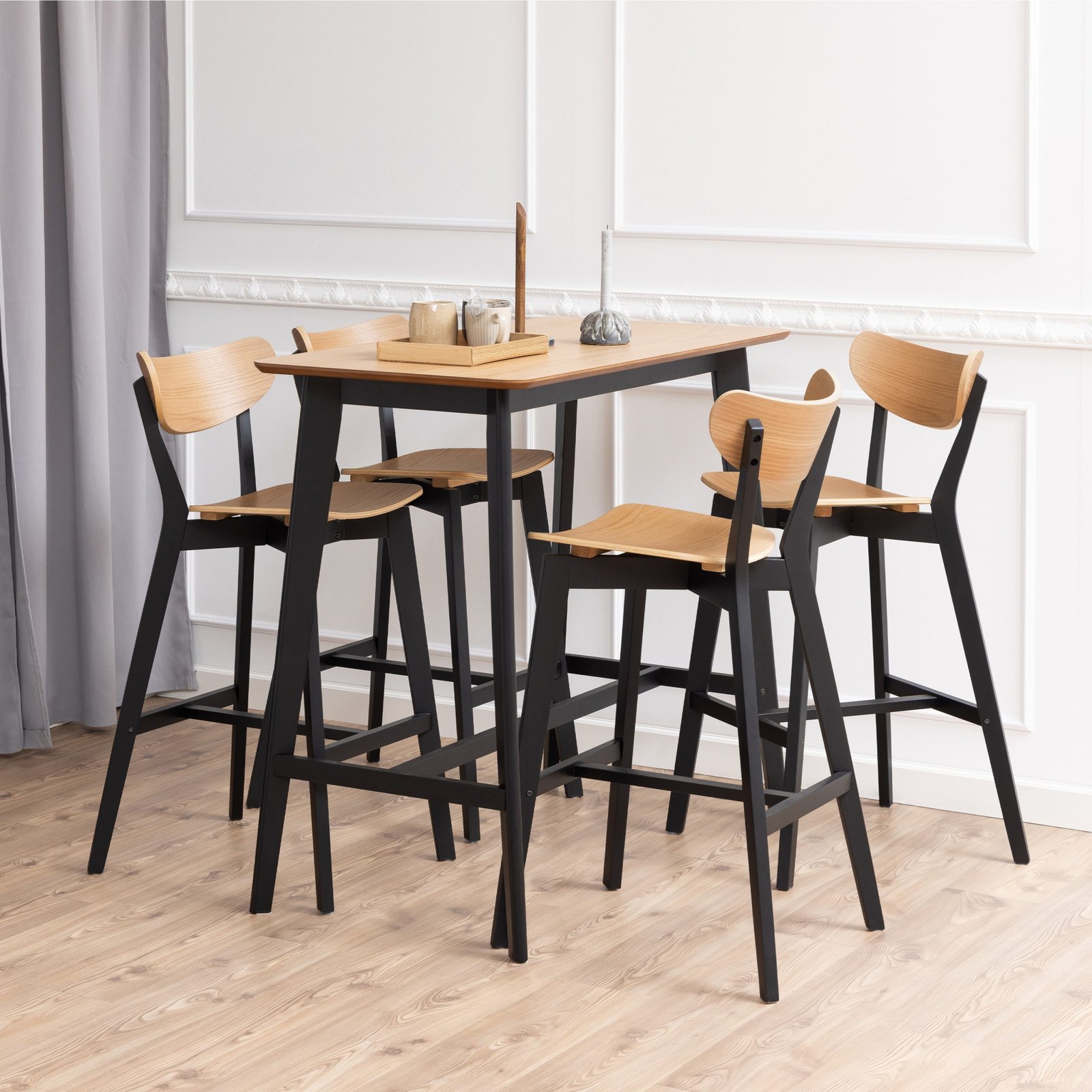 90A0000099113p2_1 Roxby Bar Table Included 4 Roxby Bar Stool, Black and Oak - Image 1