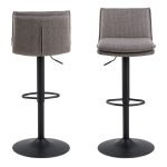 Flynn Swivel Bar Stool with Height Adjustable Function in Light Grey-Brown. - Image 2