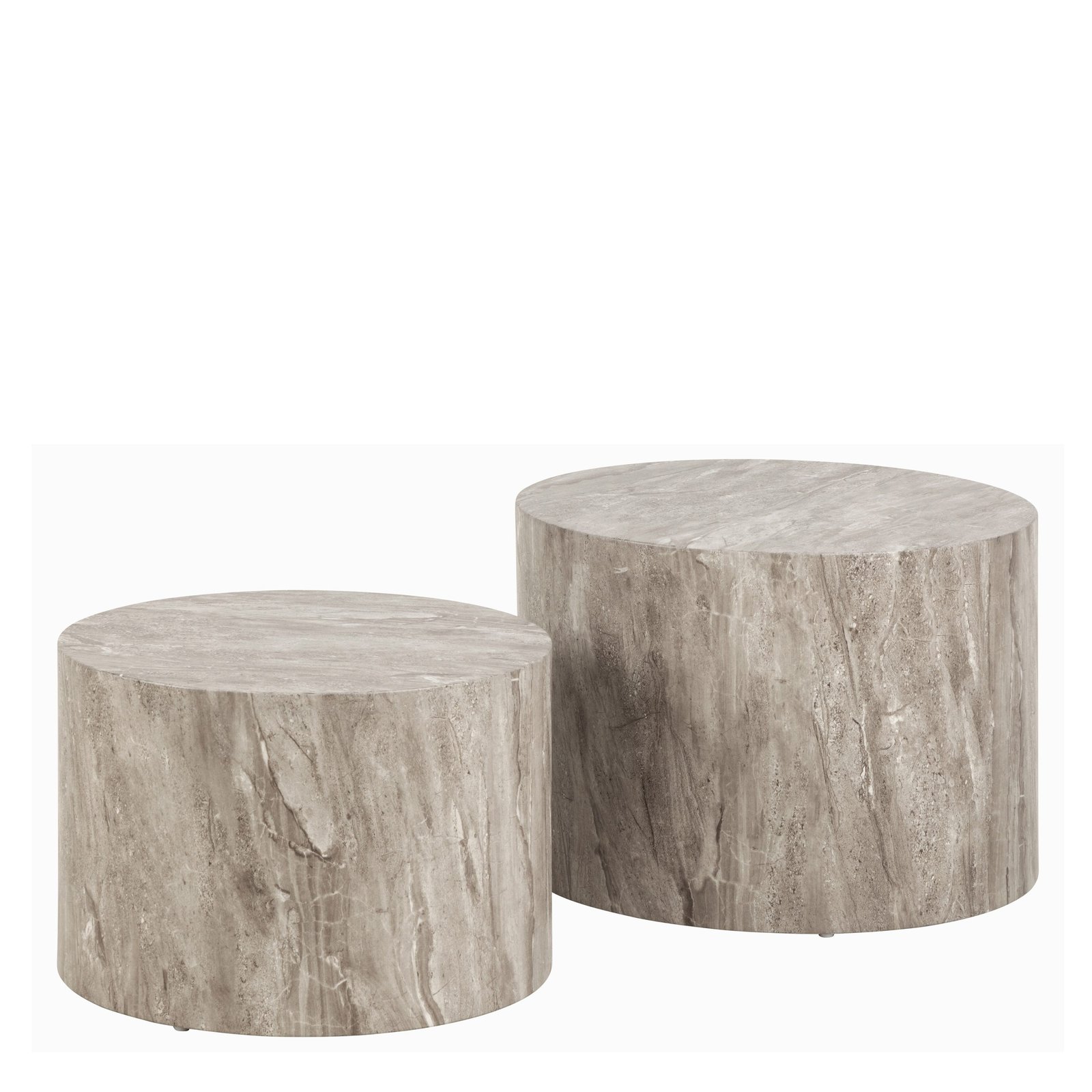 90A0000101896_1 Dice Round Coffee Table Set in Grey Marble - Image 1