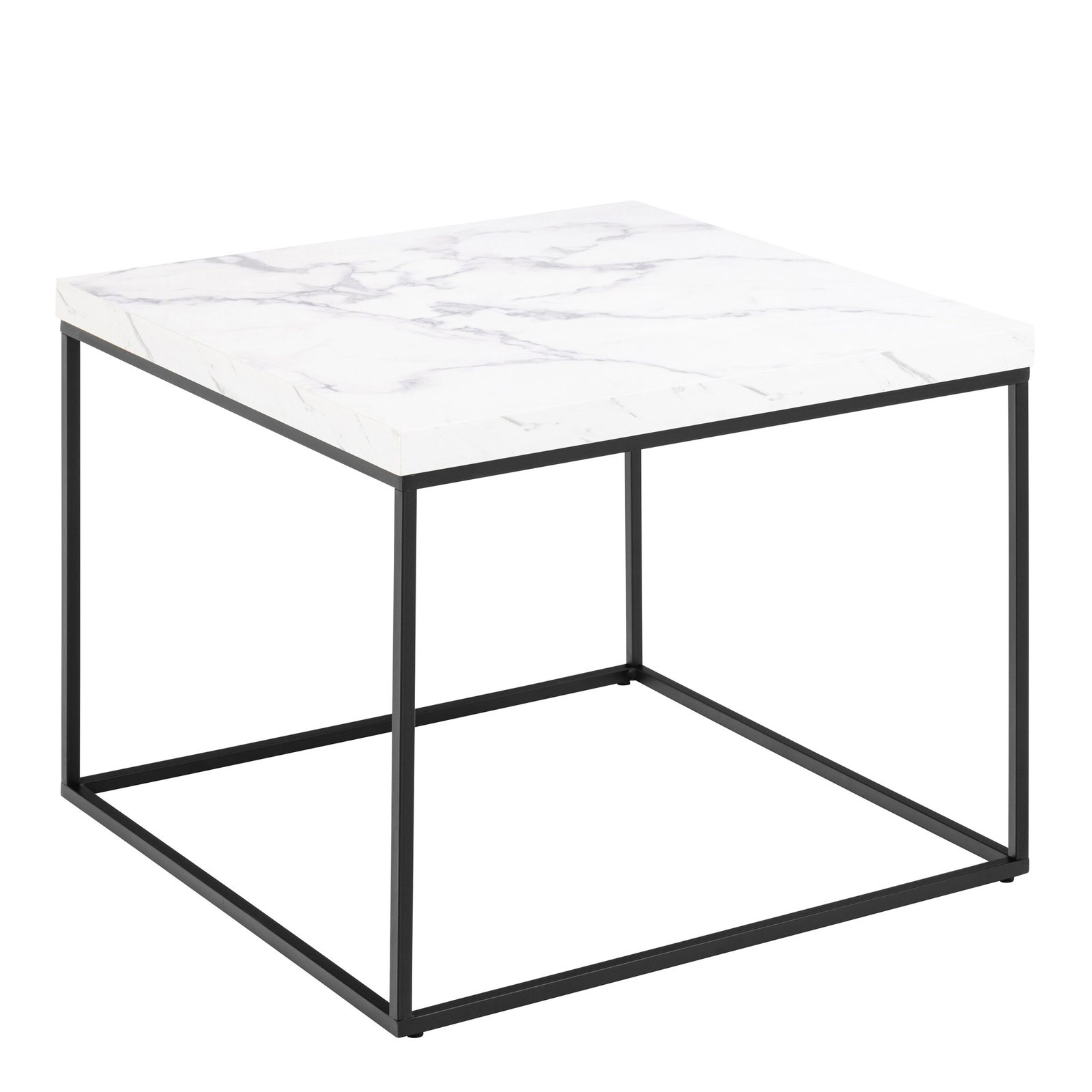 90A0000102434_1 Barossa Coffee Table with White Marble Carrara Top & Black Steel Base 60cm - Image 1