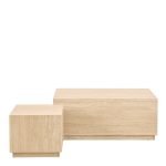 Dice Square and Rectangular Coffee Table Set of 2 in Travertine Rough Paper Effect - Image 2