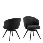 Darlene Dining Chair with Armrest and Swivel Function in Black
