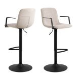 Pablo Swivel Beige Bar Stool With Adjustable Height Function Set of 2