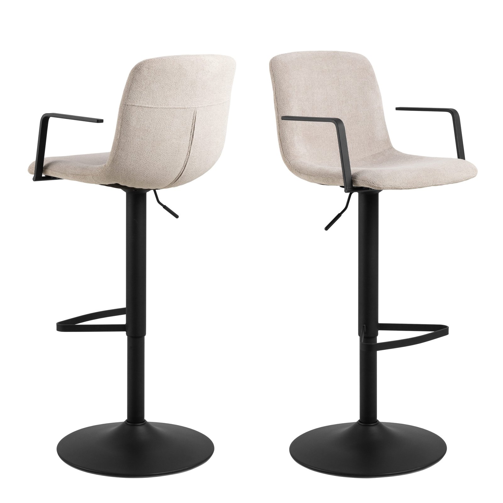 90A0000109558_1 Pablo Swivel Beige Bar Stool With Adjustable Height Function Set of 2 - Image 1