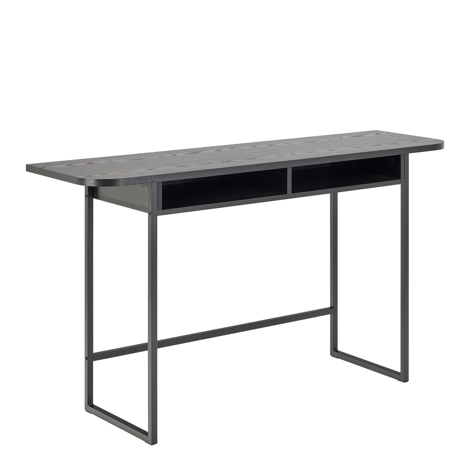 90A0000111231_1 Darlington Console Table With Open Shelf and Oak Top in Black - Image 1