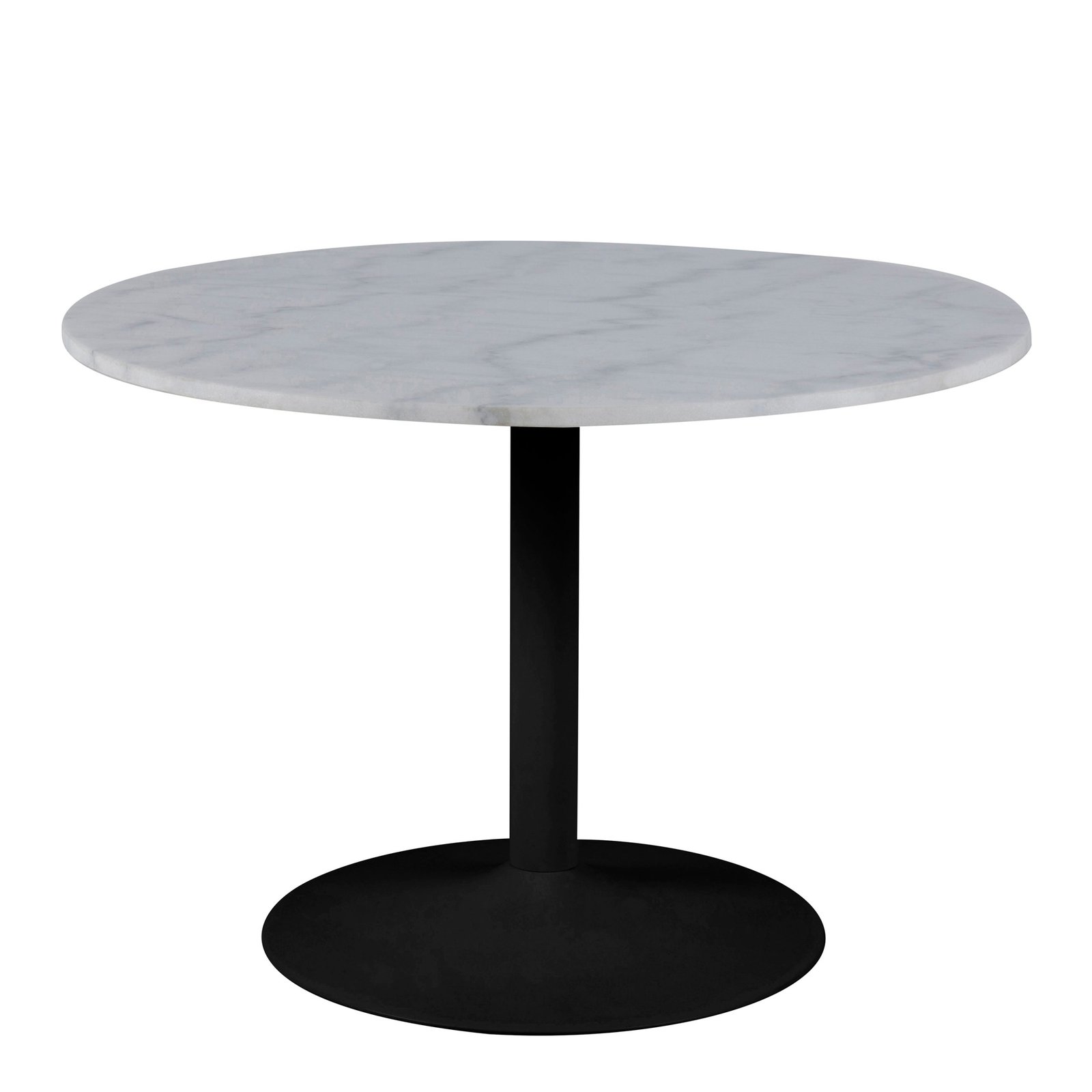 90AH000017699_1 Tarifa Round Dining Table with White Polished Marble Top and Black Base 110cm - Image 1