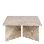 Vega Square Coffee Table with Brown Marble Top 90cm - Image 2