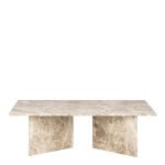 Vega Rectangular Coffee Table with Brown Marble Top 140cm - Image 2