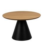 Soli Round Coffee Table in Oak/Black 65x43cm - Image 2