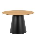 Soli Round Dining Table in Oak/Black 120cm - Image 2
