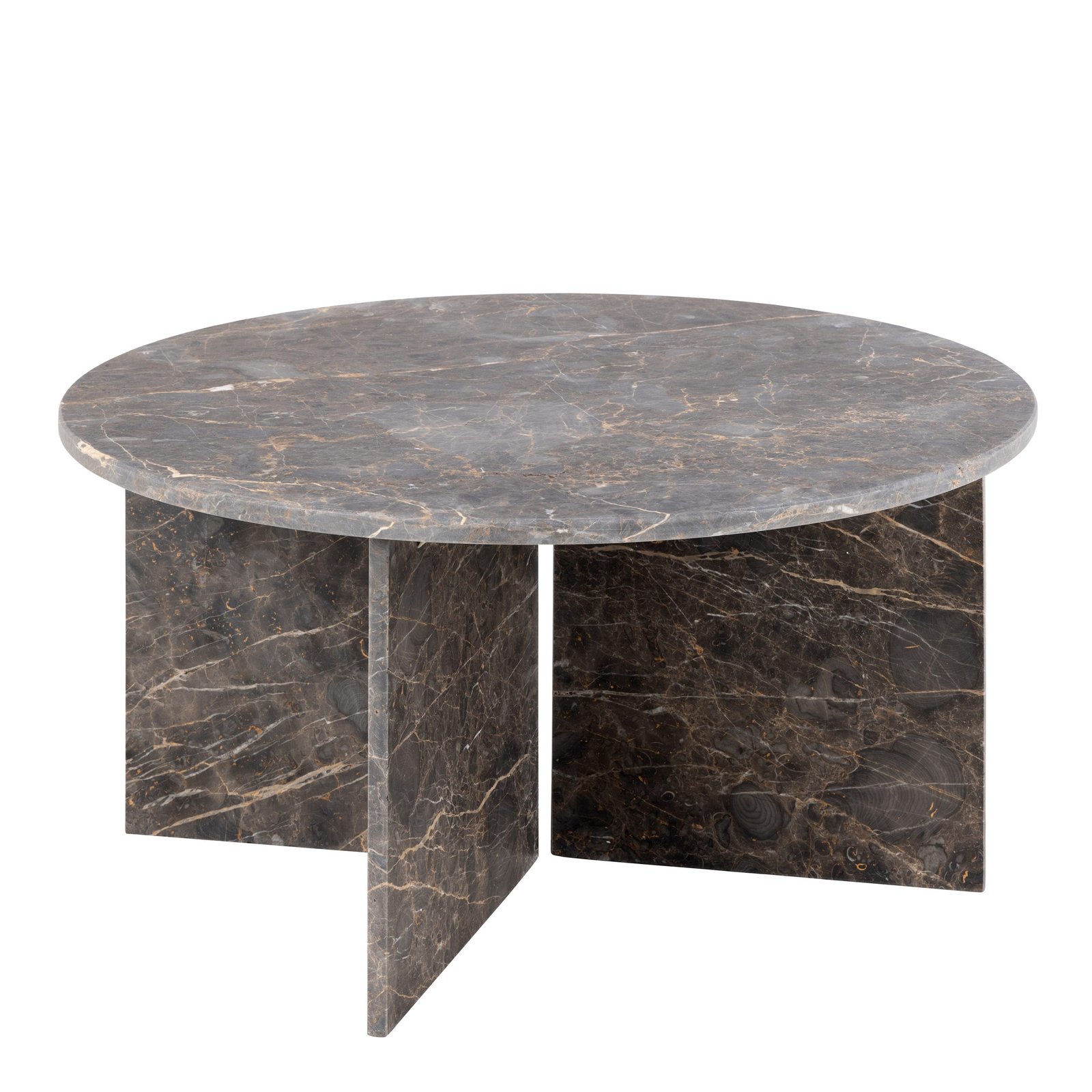 90AH000023597_1 Vega Round Coffee Table with Marron Marble Top 90cm - Image 1