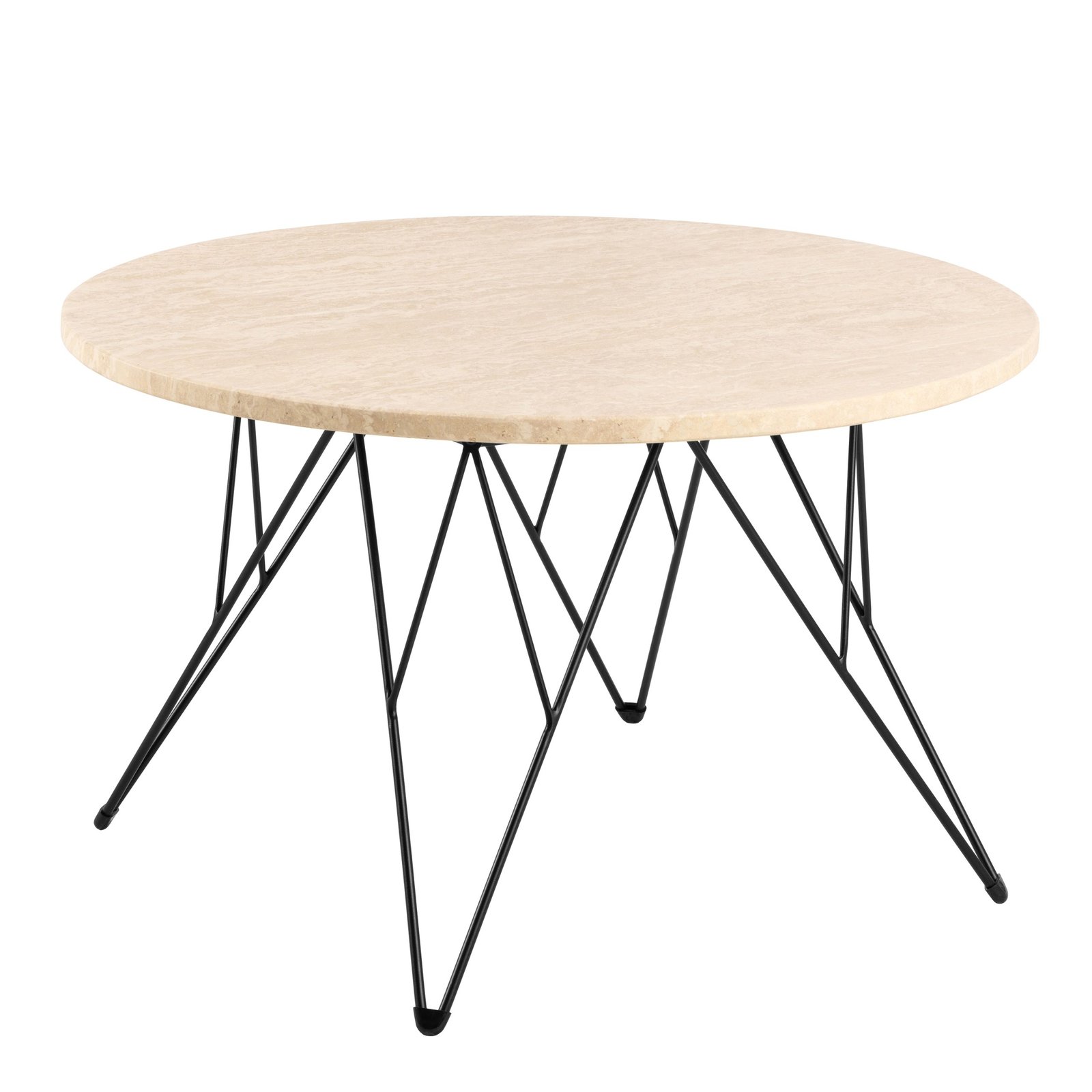 90AH000023717_1 Prunus Round Coffee Table in Matt Beige and Matt Black Coated Steel Base 80x46.4cm - Image 1