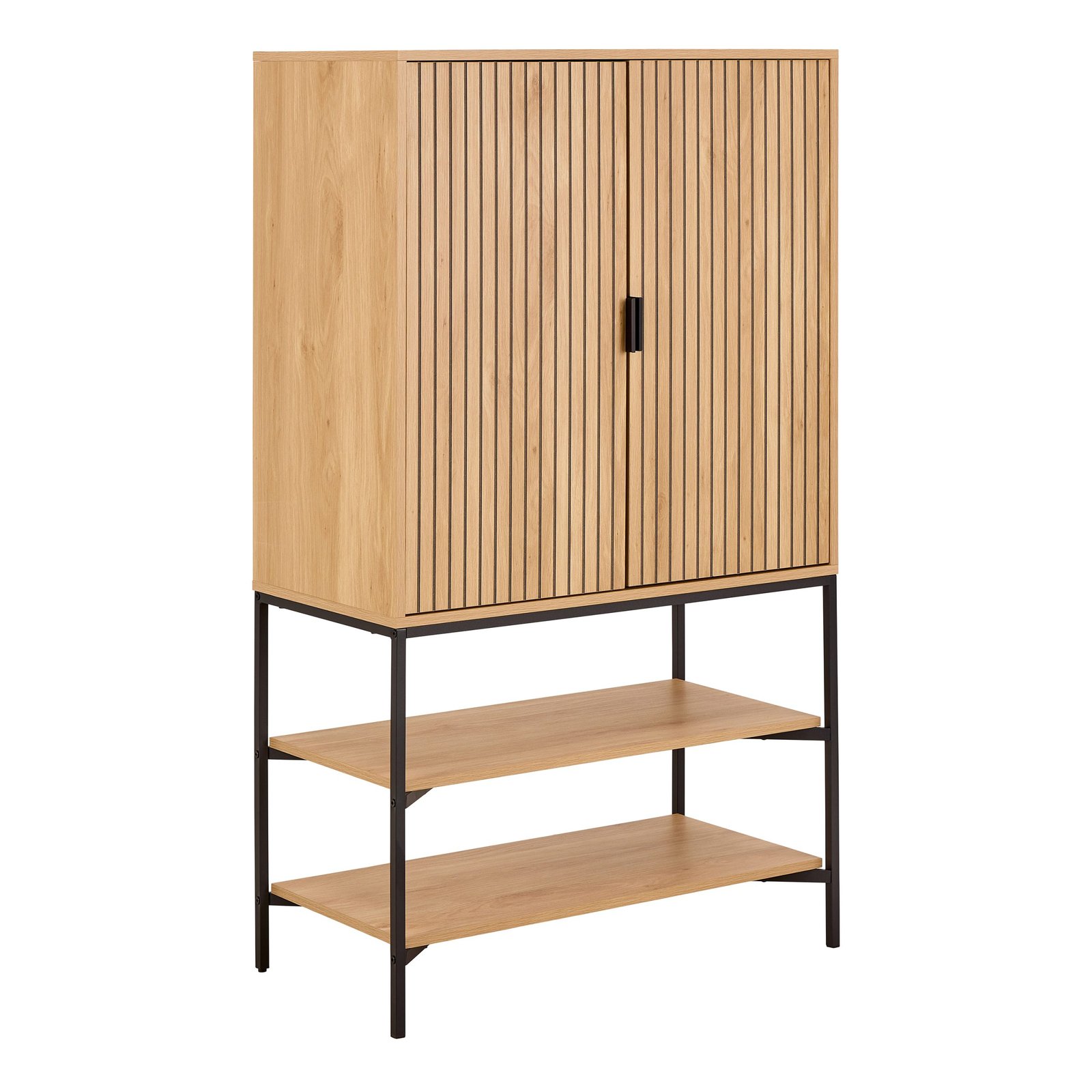 90AH000024276_1 Jaipur Cabinet 2 Doors 3 Shelves With Oak Lamella Front - Image 1