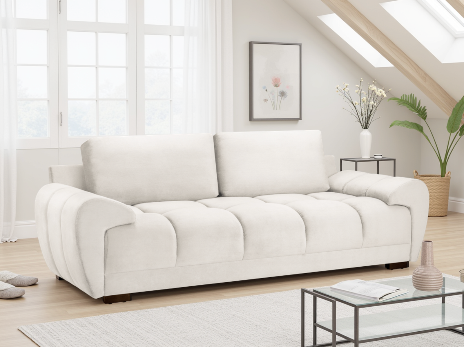 Azzuro_3_Seater_Cream.png Azzuro Sofa Cream 3 Seater - Image 1